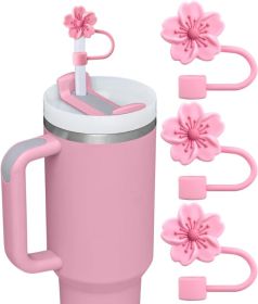 Flower Silicone Straw Lids, 3 Per Pack, For Glasses