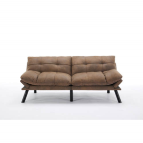 Leatehr Feeling Brown Convertible Folding Modern Sofa Bed