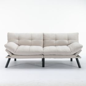 Cream Convertible Folding Modern Sofa Bed
