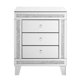 21.5 InchesX 15.8inchesX 26.8inchesSILVER MIRROR THREE-DRAWER CABINET, MULTI-PURPOSE STORAGE CABINET