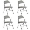 4pcs Elegant Foldable Iron & PVC Chairs for Convention & Exhibition Gray