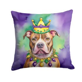 Pit Bull Terrier King of Mardi Gras Throw Pillow Machine Washable, Indoor Outdoor Decorative Pillow for Couch, Bed or Patio, 18Hx18W