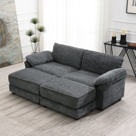[VIDEO provided] [New] Free Combination Modular Convertible Sectional Sofa Bed Set, 4 Seat Upholstered Sleeper Corner Couch