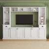 ON-TREND Minimalist Entertainment Wall Unit Set with Bridge for TVs Up to 75'', Ample Storage Space TV Stand with Adjustable Shelves