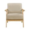 Modern Home Furniture Light Brown Fabric Upholstered 1pc Accent Chair Cushion Back and Seat Natural Finish Solid Rubber Wood Furniture