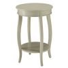 Antique White Round Side Table with Bottom Shelf
