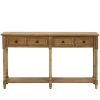 TREXM Console Table Sofa Table Easy Assembly with Two Storage Drawers and Bottom Shelf for Living Room, Entryway (Old Pine)