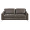 Brownish Gray Polished Microfiber Upholstery Elegant Modern Style Sofa 1pc Solid Wood Living Room Furniture Silver Finish Metal Legs