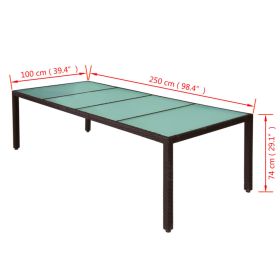 vidaXL 11 Piece Patio Dining Set with Cushions Poly Rattan Brown (Option: as picture)