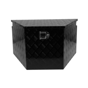 33 Inch Heavy Duty Diamond Plate Aluminum Trailer Tongue Box Pickup Truck Tool Box Storage Organizer With Weather Resistant Seal, Lock   Keys   B (Color: Black)