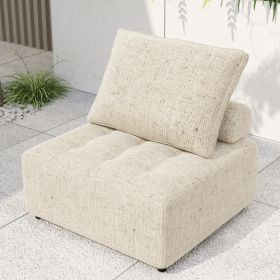 Outdoor Modular Sofa, Aluminium Structure, Support Cushion And Back Cushion Cover - Removable, Fade Resistant, With Waterproof Cover, Light Brown (Option: Light brown)