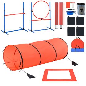 VEVOR Dog Agility Training Equipment 5 PCS Set Upgrade W Hurdles Extended Tunnel (Option: Blue orange)