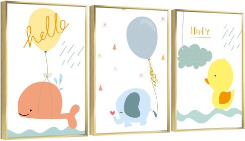 Framed Canvas Wall ArtOil Paintings Impressionism Aesthetic Prints Canvas Paintings for Living Room Bedroom Office Home; 3 Panels (GOLD: 16*24)