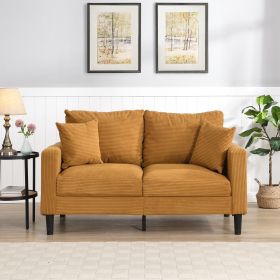 57 " High Resilience Loveseat Sofa, Wooden Frame 2 Seat Sofa, Comfy , Small Space Saving Modern Upholstered Sofa (Color: Orange)