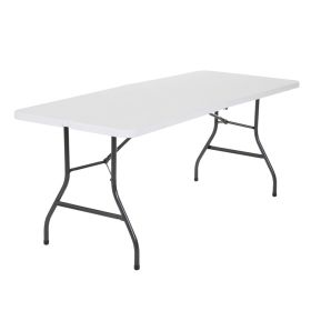 Lifetime 5 Foot Rectangle Fold-in-Half Table, Indoor/Outdoor Essential, Gray, 60.3" x 25.5" (One: black)